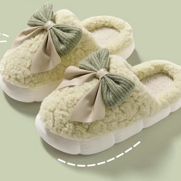 Weiche Damen-Hausschuhe mit Schleifendetail | Winter