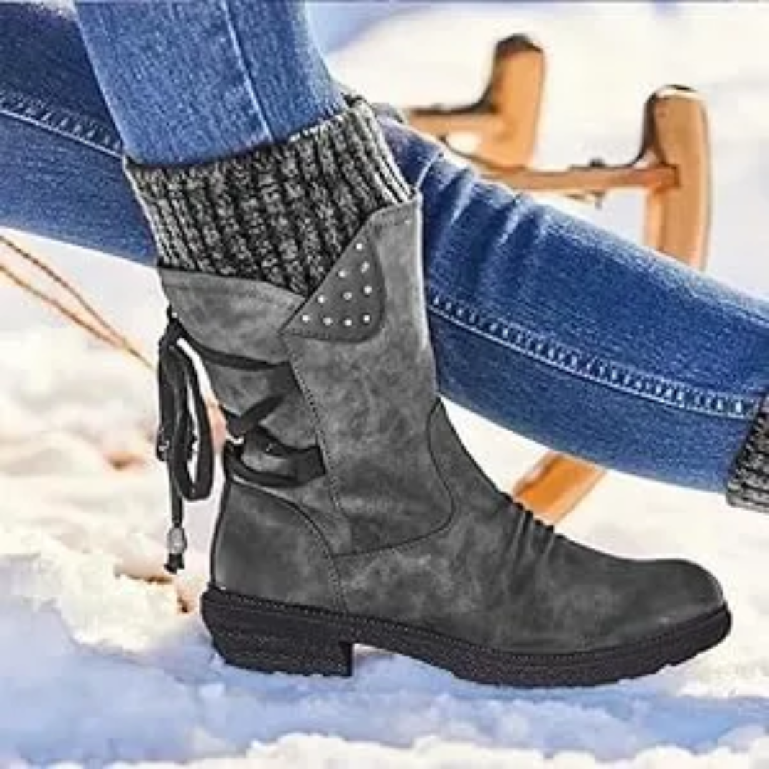Damen Winter Boots Schwarz | Schnürung