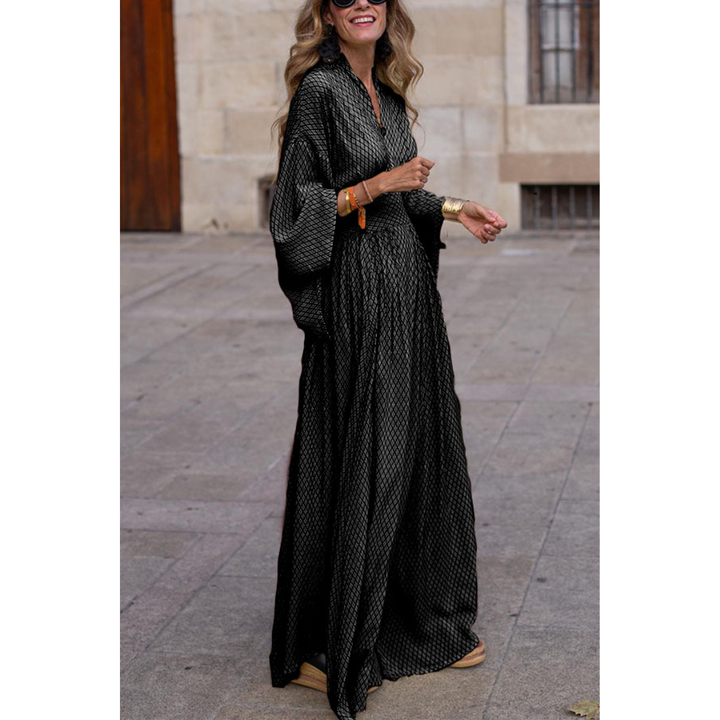 Gemustertes V Ausschnitt Kleid Für Damen | Maxi