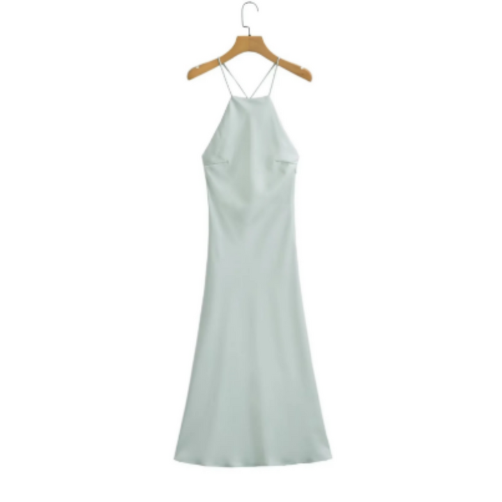 Damen Halter Rückenfreies Hochzeitsgast Kleid | Maxi