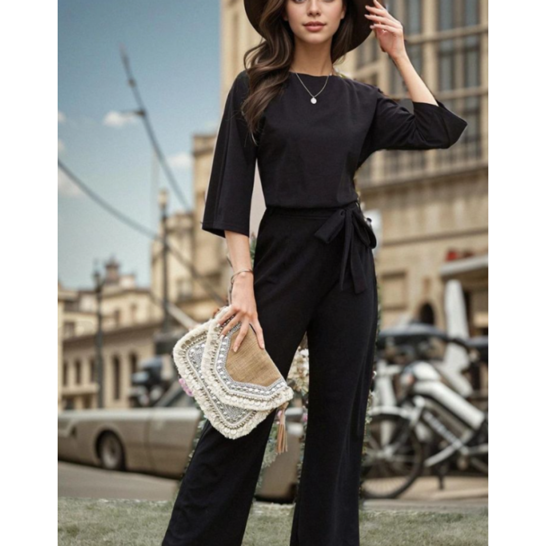 Schickes Jumpsuit Mit Weitem Bein Für Damen | Langarm