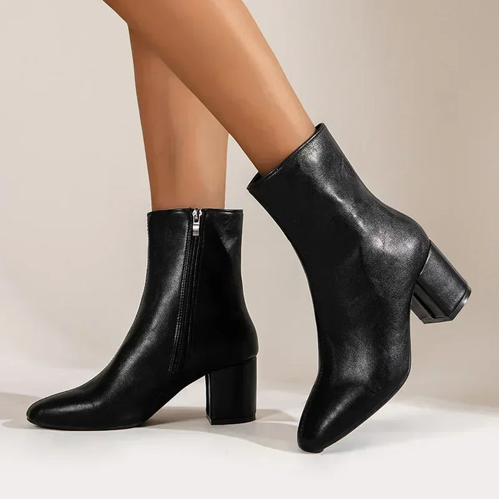 Damen Dirndl Boots Schwarz | Mit Seitlichem Reißverschluss