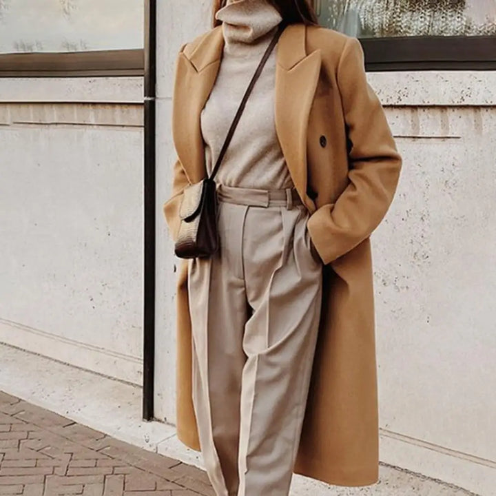 Eleganter Doppelreihiger Trenchcoat für Damen | Reverskragen