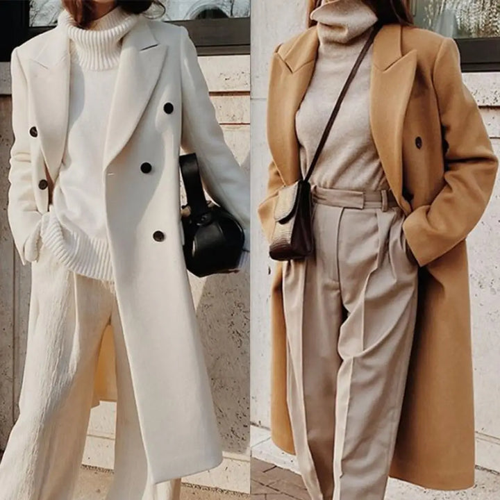 Eleganter Doppelreihiger Trenchcoat für Damen | Reverskragen
