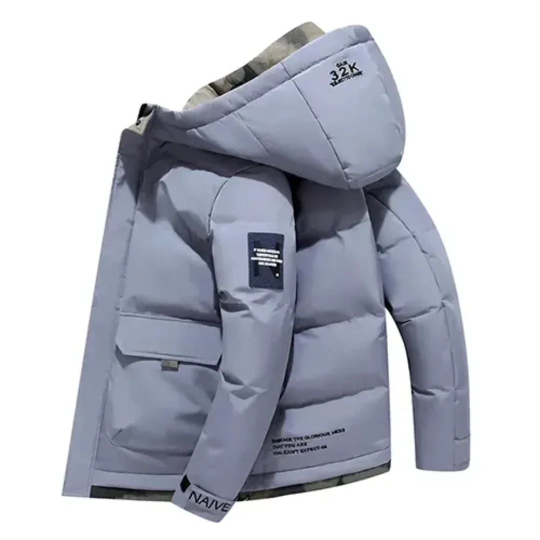 Herren Kapuzen Warme Winter Steppjacke | Vordertasche