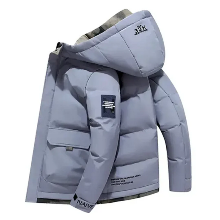 Herren Kapuzen Warme Winter Steppjacke | Vordertasche