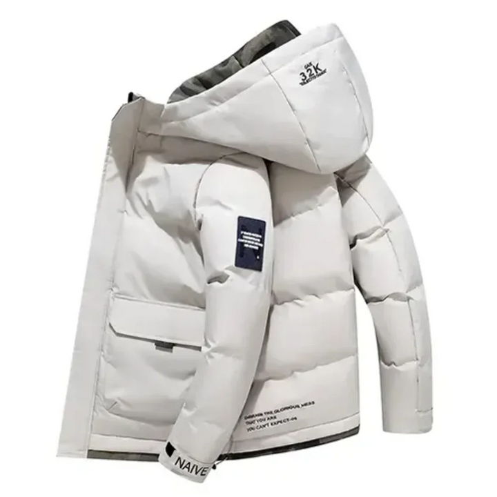 Herren Kapuzen Warme Winter Steppjacke | Vordertasche