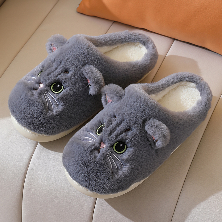 Kuschelige Damenpantoffel | Katzendesign