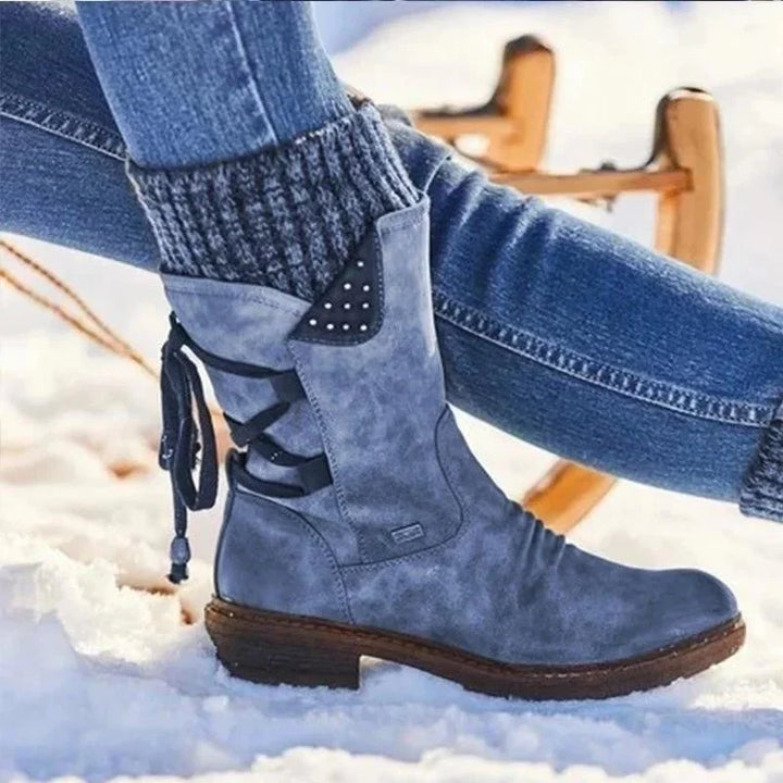 Damen Winter Boots Schwarz | Schnürung