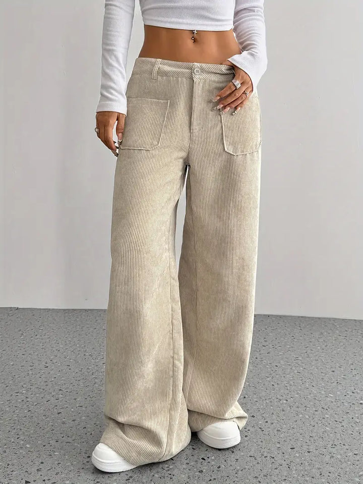 Damen Hoch Tailliert Cordhose | Weitem Bein