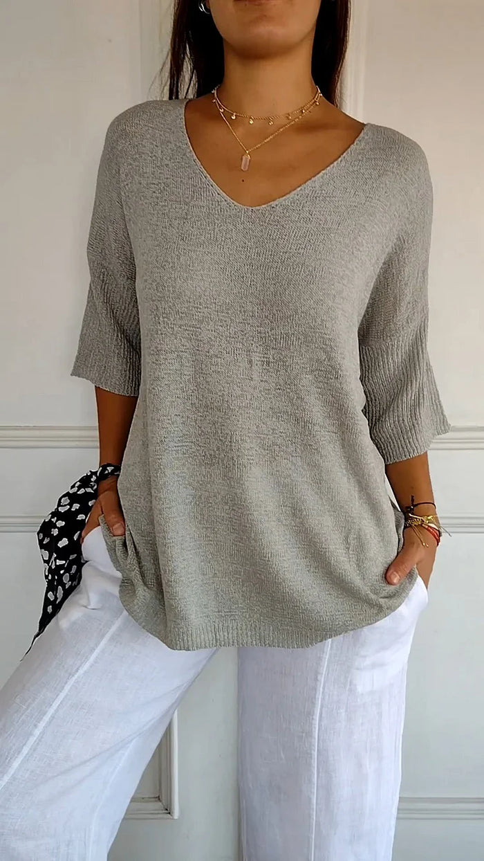 Chiara | Bequemes Damen-Stricktop mit V-Ausschnitt