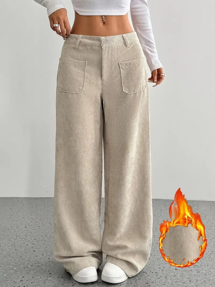 Damen Hoch Tailliert Cordhose | Weitem Bein