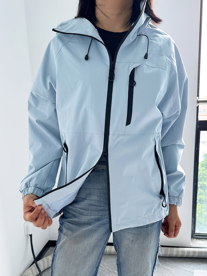 Winddichte Regenjacke mit Kapuze für Damen | Langarm