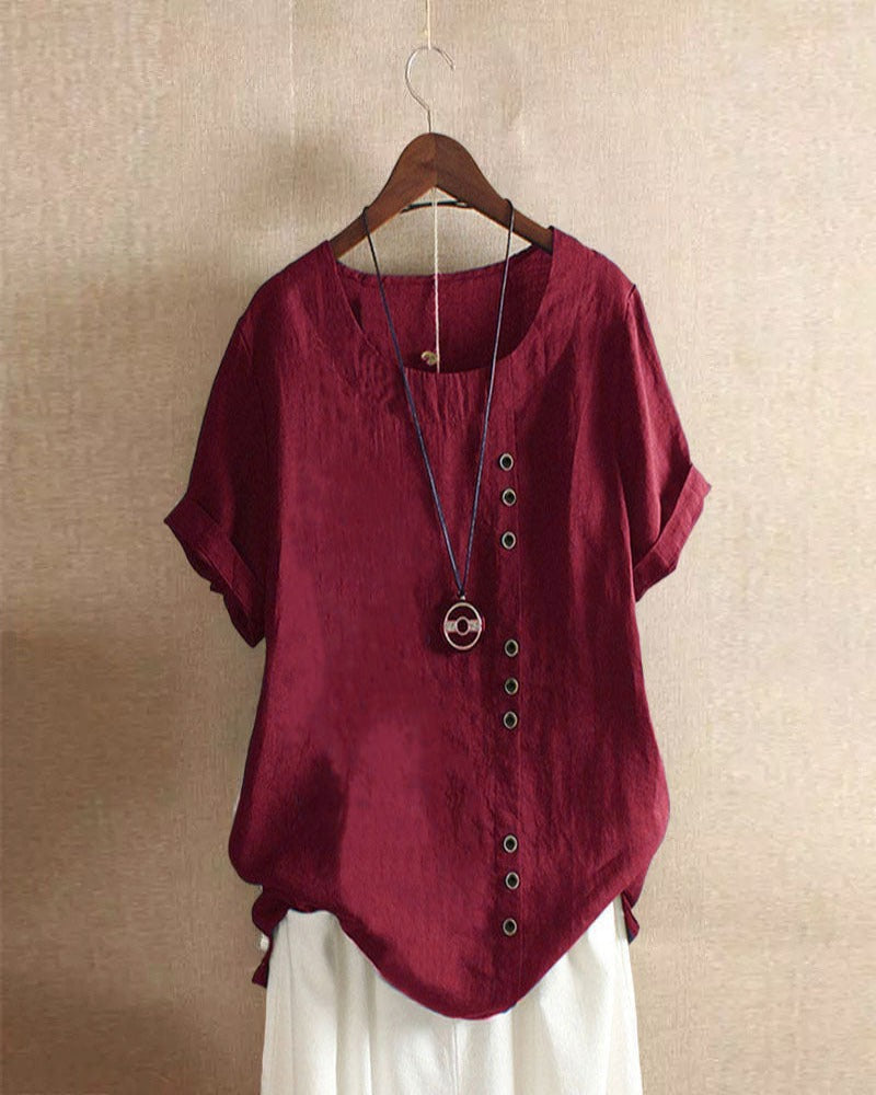 Kurzärmlige Sommerbluse Für Damen | Rundhalsausschnitt