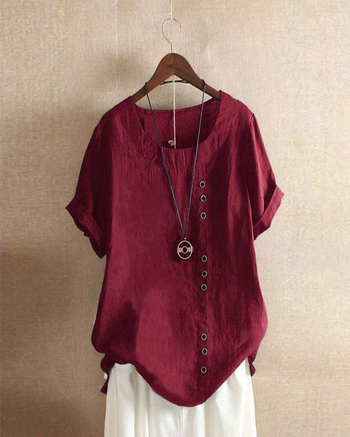 Kurzärmlige Sommerbluse Für Damen | Rundhalsausschnitt