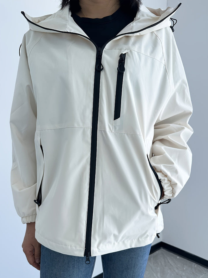 Winddichte Regenjacke mit Kapuze für Damen | Langarm