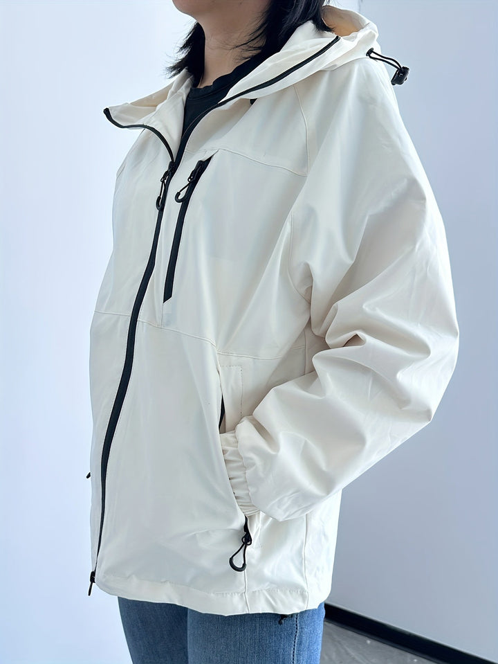 Winddichte Regenjacke mit Kapuze für Damen | Langarm