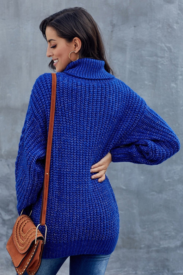 Grober Zopfmuster Pullover für Damen | Rollkragen