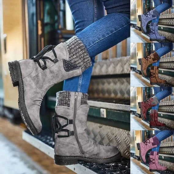 Damen Winter Boots Schwarz | Schnürung