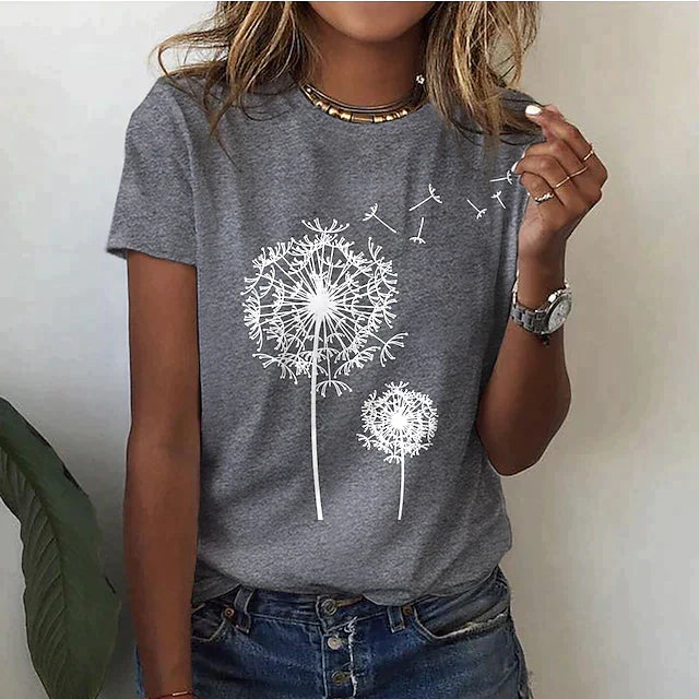 Damen Sommer T Shirt Mit Rundhalsausschnitt | Kurze Ärmel