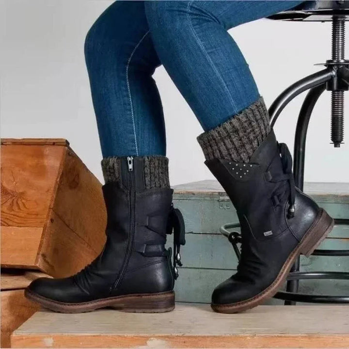 Damen Winter Boots Schwarz | Schnürung