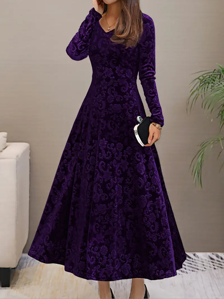 Zophia | Damen Elegantes Langarm Kleid | Maxi