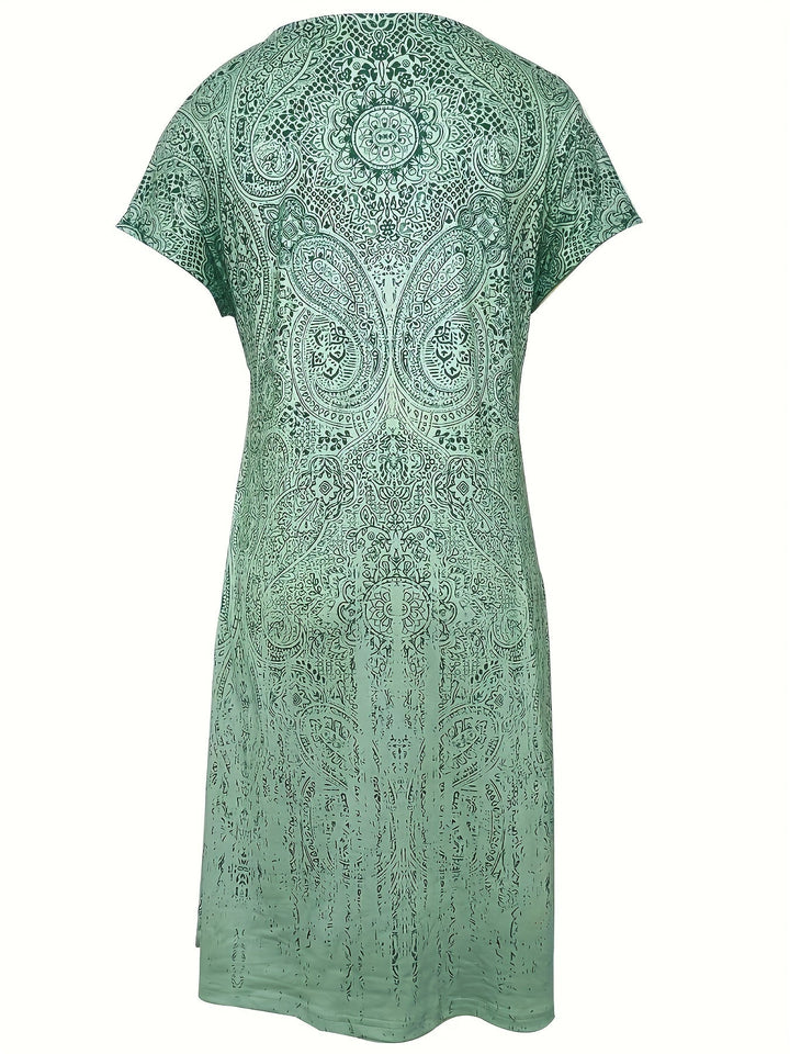 Sommerkleid Mit Rundhalsausschnitt Und Kurzen Ärmeln Für Damen | Mini