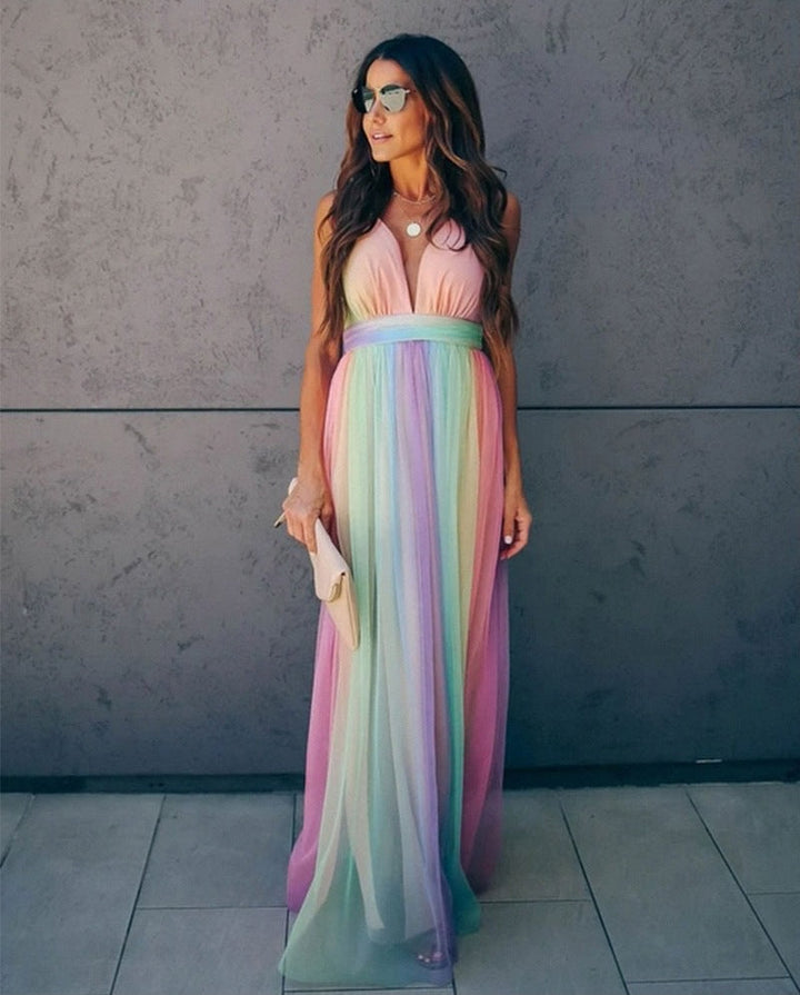 Buntes Kleid Mit V Ausschnitt Für Damen | Maxi
