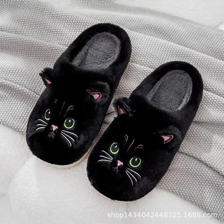 Kuschelige Damenpantoffel | Katzendesign