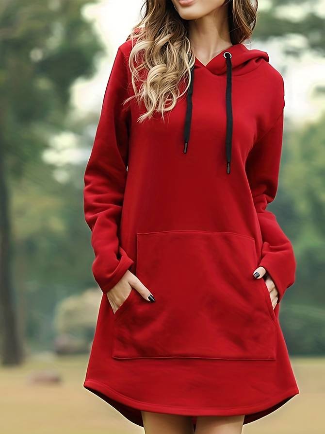 Damen-Lang Kapuzenpullover Kleider | Lässig