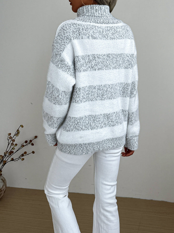 Gestreifter Rollkragenpullover für Damen | Gemütlich