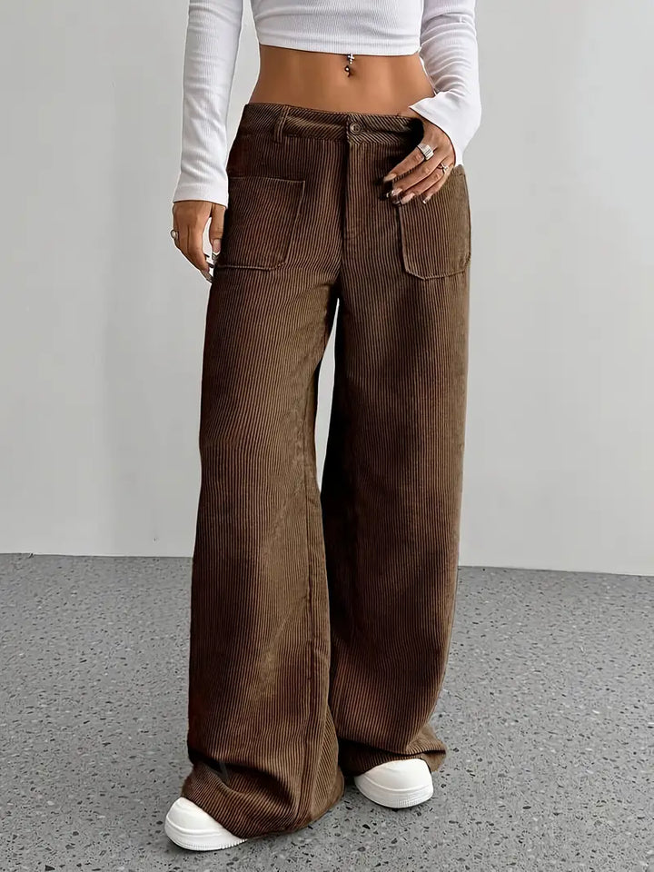 Damen Hoch Tailliert Cordhose | Weitem Bein