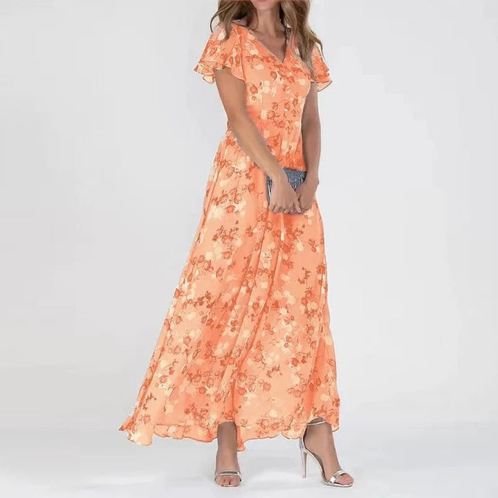 Formales V Ausschnitt Blumenkleid Für Frauen | Maxi