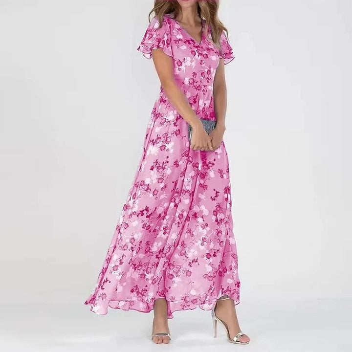 Formales V Ausschnitt Blumenkleid Für Frauen | Maxi