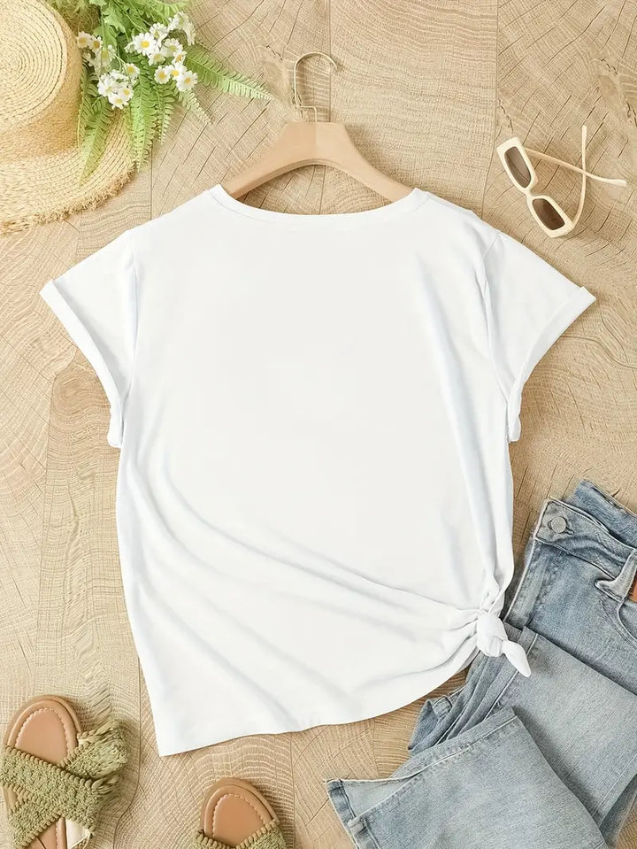 Weißes Damen T Shirt Mit Blumenmuster | Sommer