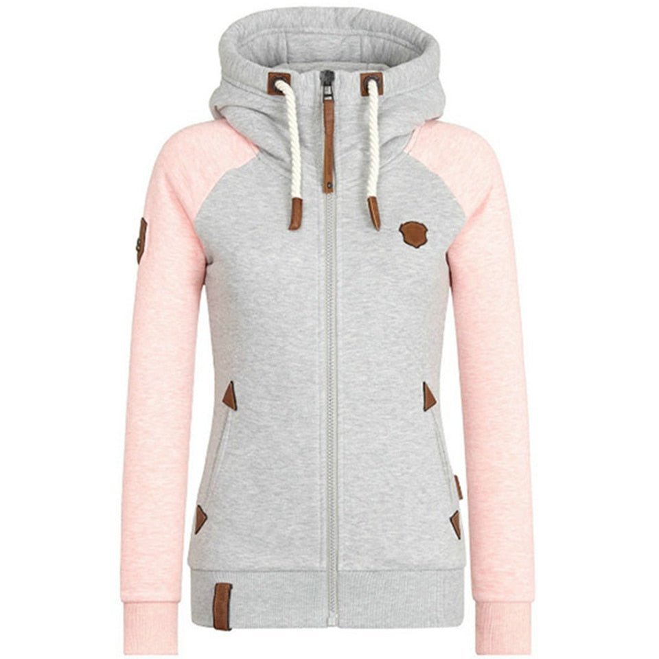 Damen-Strick-Kapuzenpullover mit Reißverschluss | Lange Ärmel