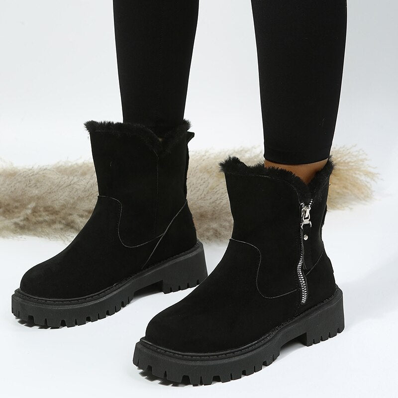 Damen Boots Schwarz mit seitlichem Reißverschluss | Rutschfest