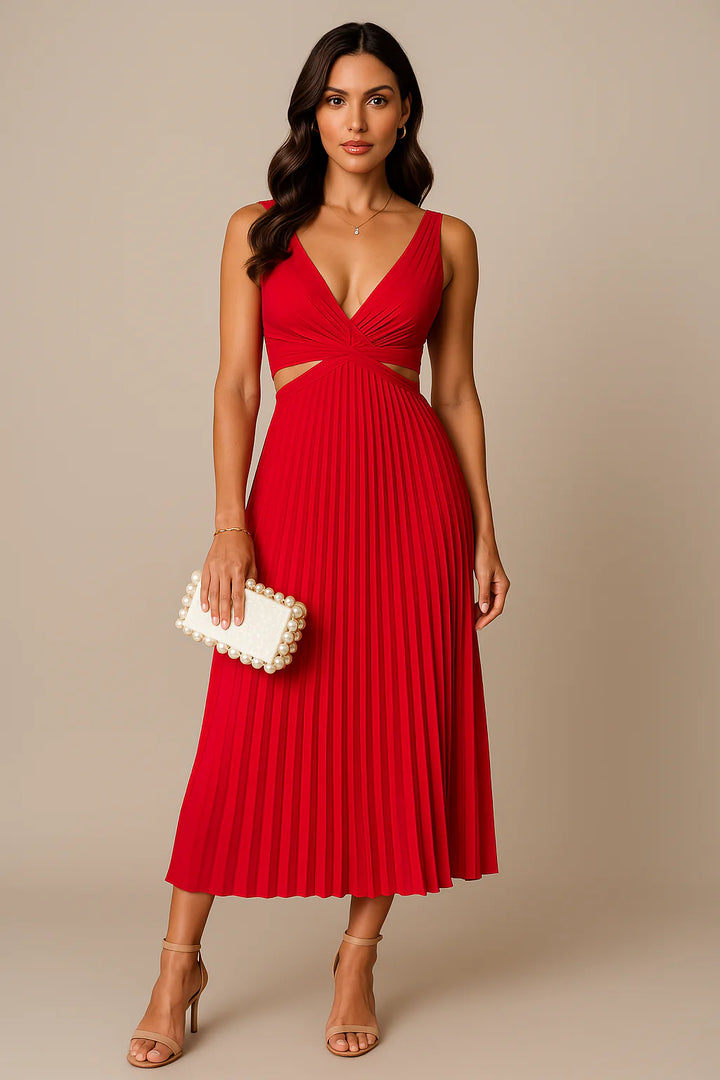 Elegantes Plissee Abendkleid Für Damen | Midi