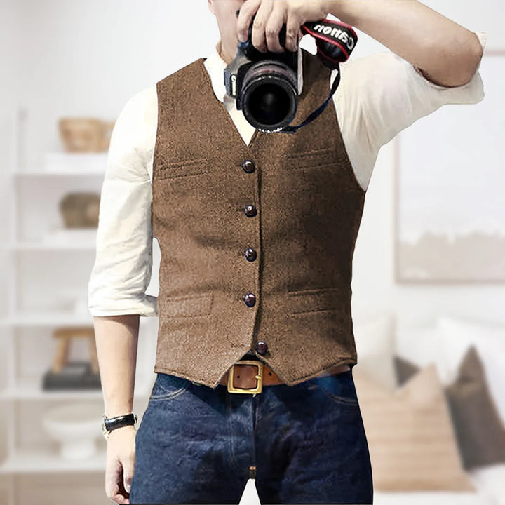 Ärmellose Vintage Weste Für Herren | Knopfleiste