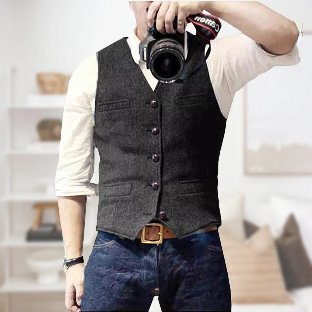 Ärmellose Vintage Weste Für Herren | Knopfleiste