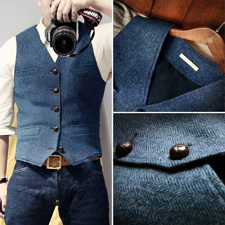 Ärmellose Vintage Weste Für Herren | Knopfleiste