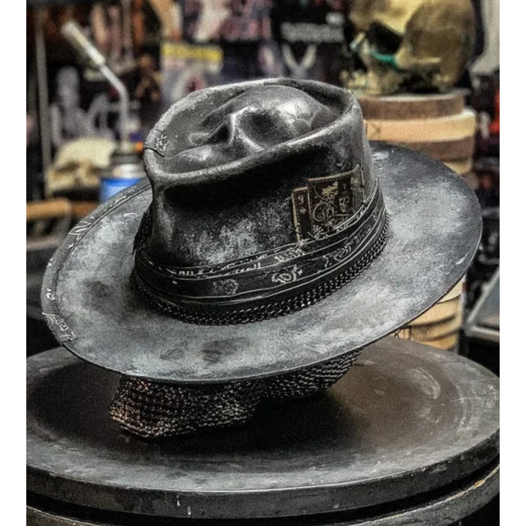 Schwarzer Vintage Hut Für Herren | Totenkopf