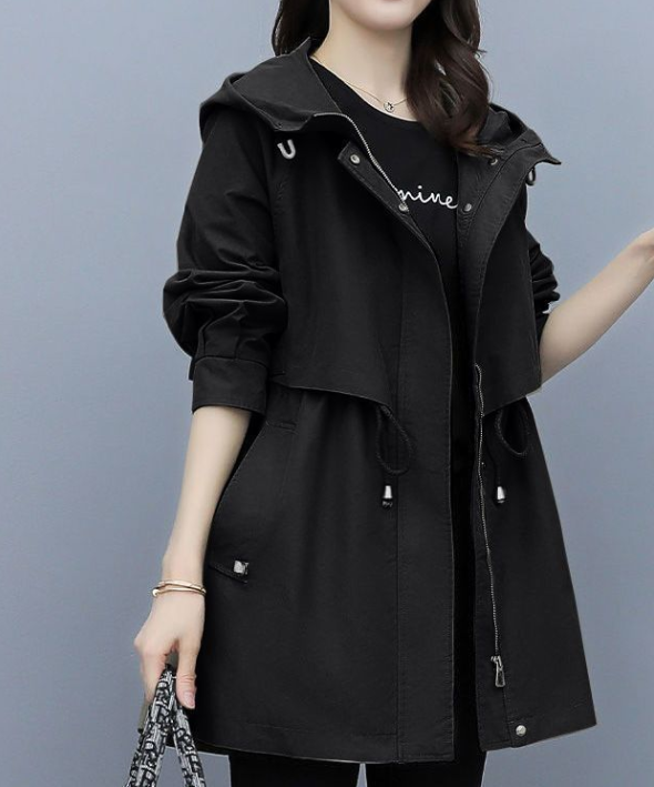 Langer Wasserdichter Trenchcoat für Damen | Mit Kapuze
