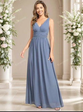 Damen Elegantes ärmelloses Kleid mit V-Ausschnitt | Maxi