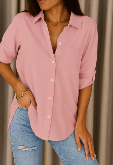 Damen Sommer Langarm Bluse | Lässig