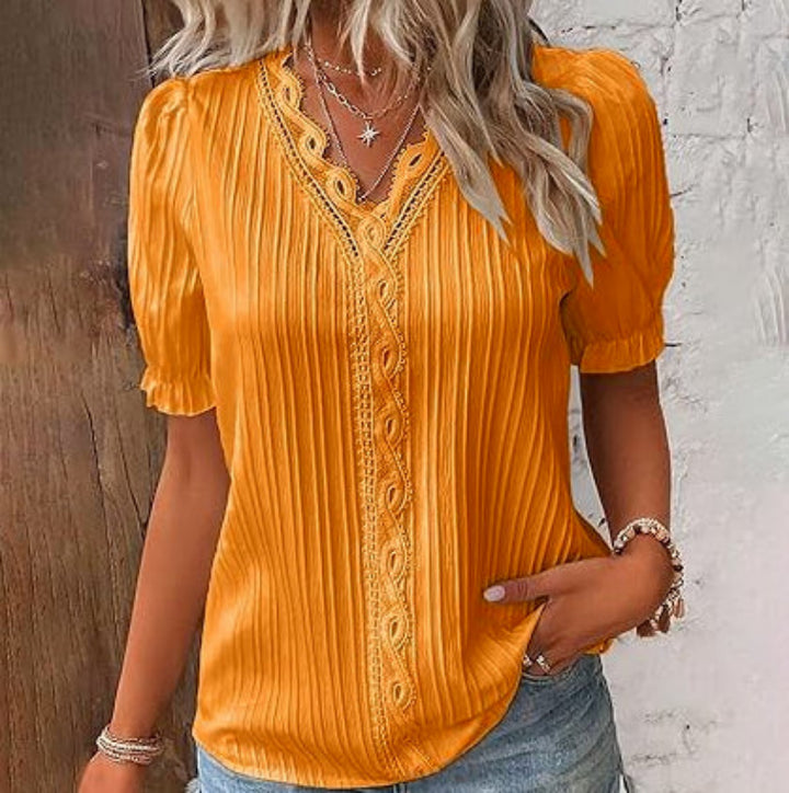 Strukturierte Bluse Mit V Ausschnitt Für Damen | Schick