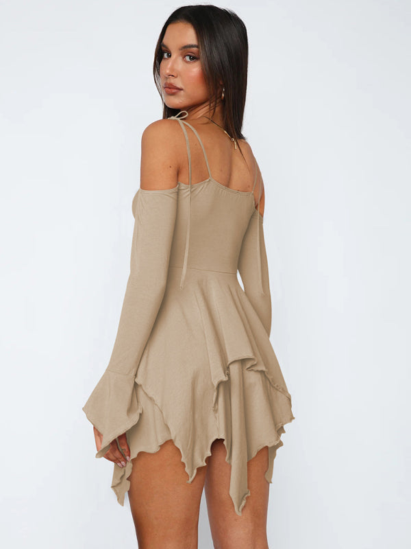 Schulterfreies Damen Sommerkleid Im Lagenlook | Mini