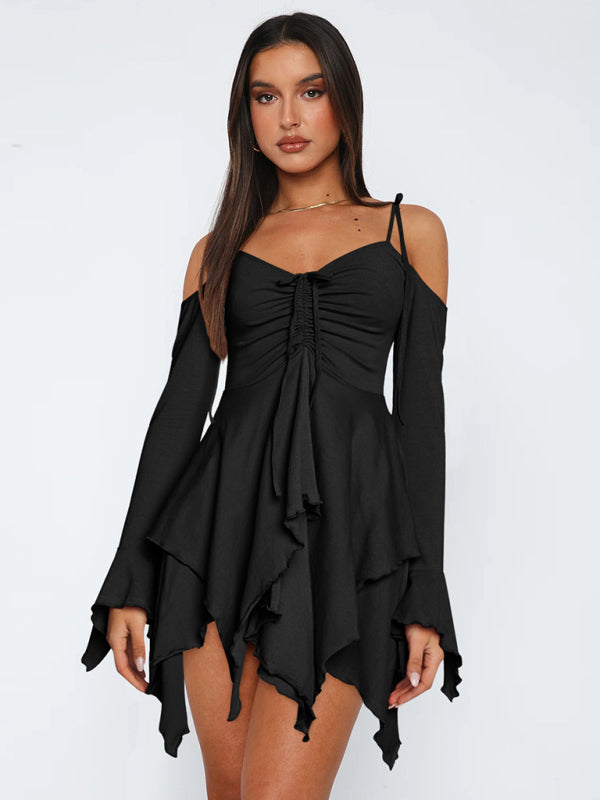 Schulterfreies Damen Sommerkleid Im Lagenlook | Mini