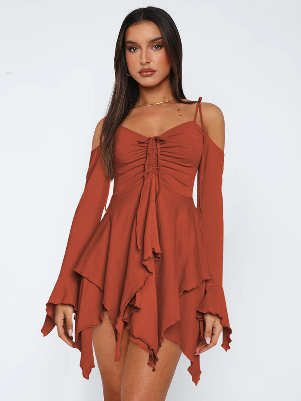 Schulterfreies Damen Sommerkleid Im Lagenlook | Mini