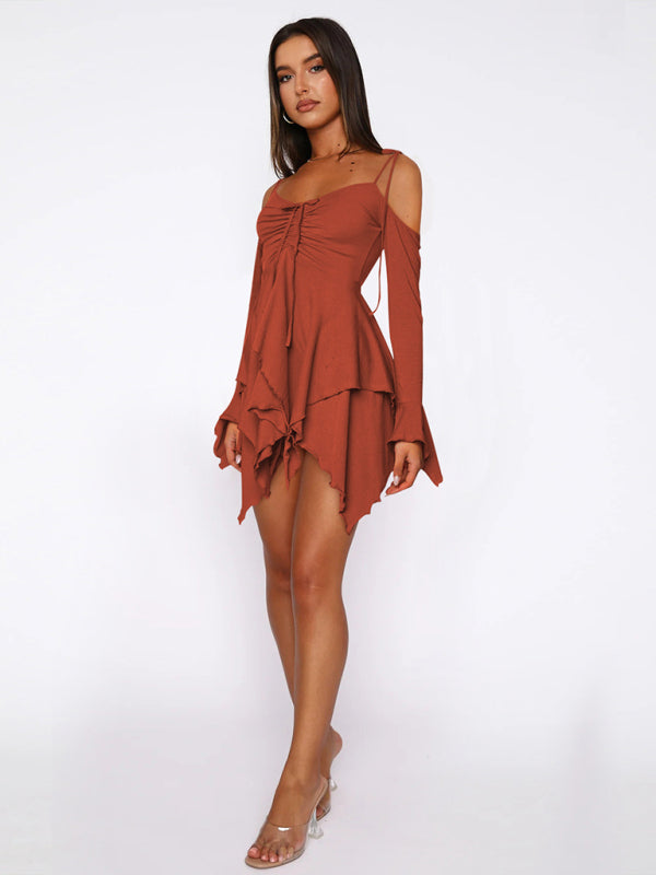 Schulterfreies Damen Sommerkleid Im Lagenlook | Mini